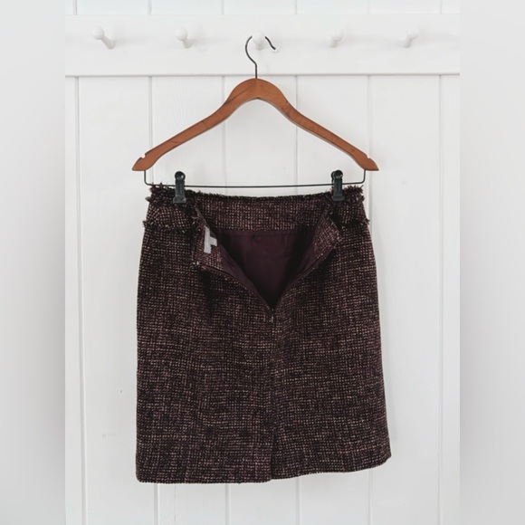 Ann Taylor Wool Tweed Two Piece Set Blazer Skirt Fringe Women 6 Office Feminine - Picture 6 of 16